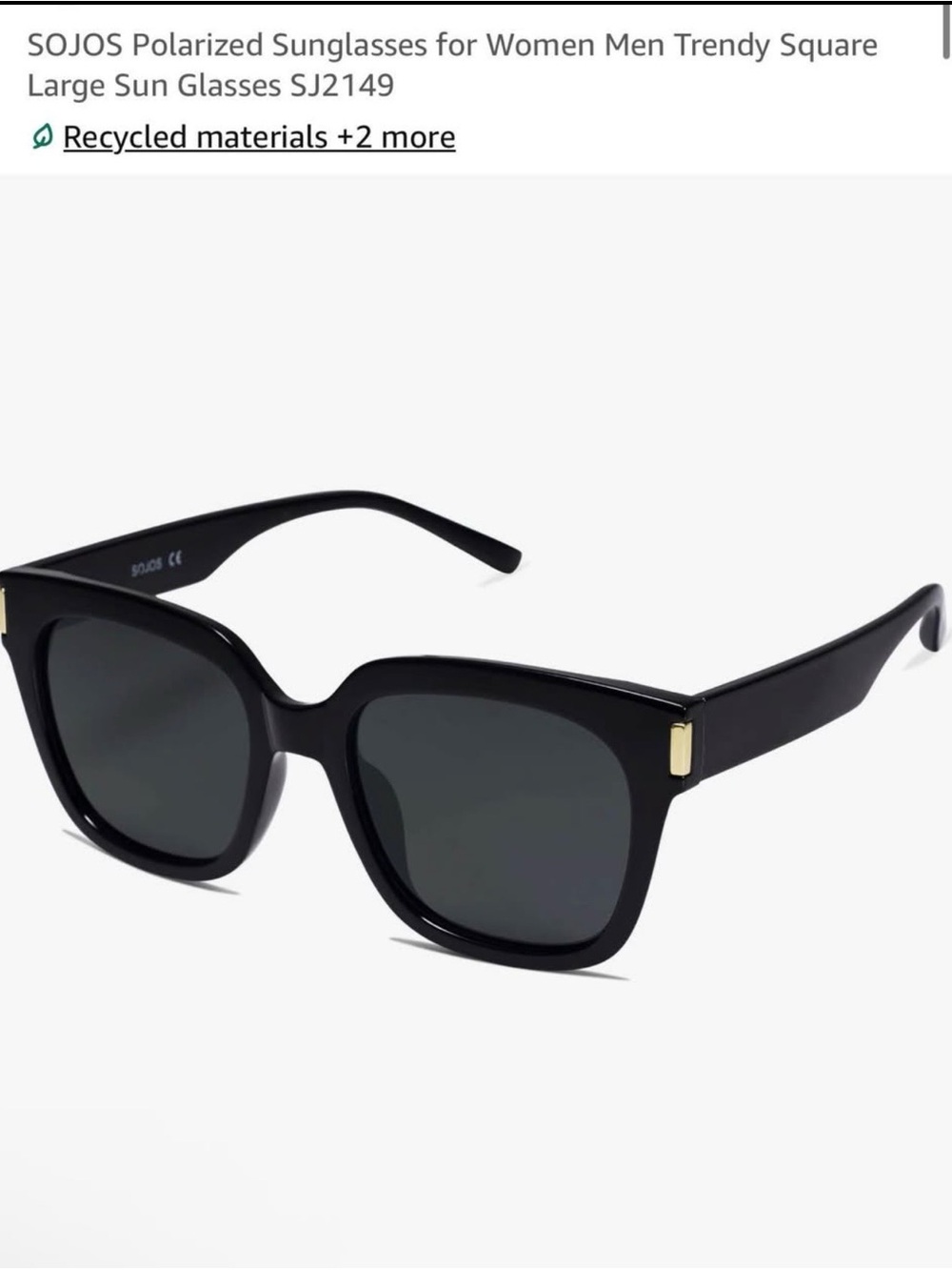 Women's Black Polarized Square Sunglasses